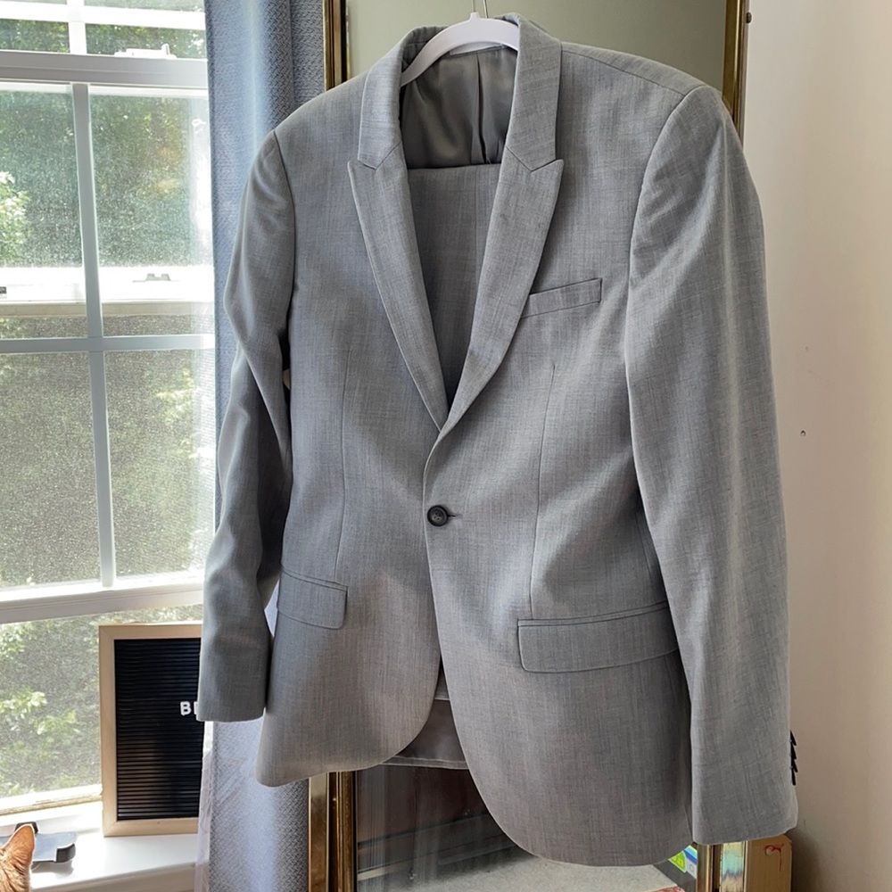 Top Man Suit, Light Gray, Satin lining